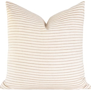 Tan Stripe Pillow Covers • Textured Beige Stripe • Modern Farmhouse Pillow • Designer Pillows • Lumbar Pillows • Neutral Pillow || Eden