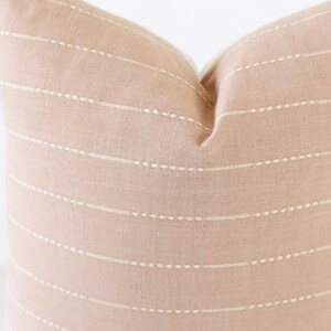 Blush Stripe Linen Throw Pillow Cover, Nude Throw Pillow, Boho Pillow Cover, Stripe Pillow, Pillow Cover, Linen Pillow, Nude Stripe image 5