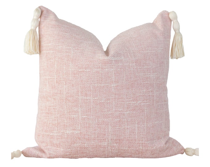 Blush Pillow Cover 20x20, Light Pink Pillow Covers, Pink Texture Pillow