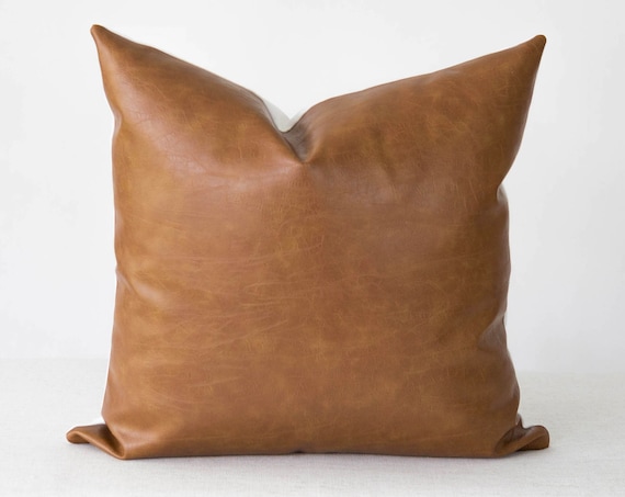 cognac leather pillow