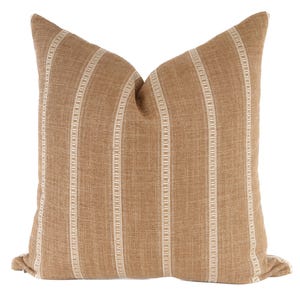 Caramel Striped Pillow Cover: Warm Toned Designer Throw Pillow