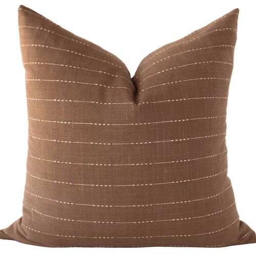 Brown and Cream Stripe Linen Throw Pillow Cover Brown Throw Etsy