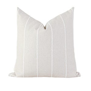 Cream and White Striped Pillow Cover: 20x20 Modern Farmhouse Throw Pillow