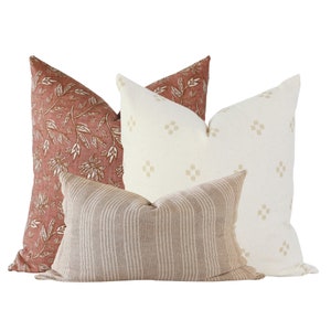 terracotta pillow, throw pillow covers, rust pillow cover, floral pillow cover, pillow covers 20x20, pillow combination, throw pillows set