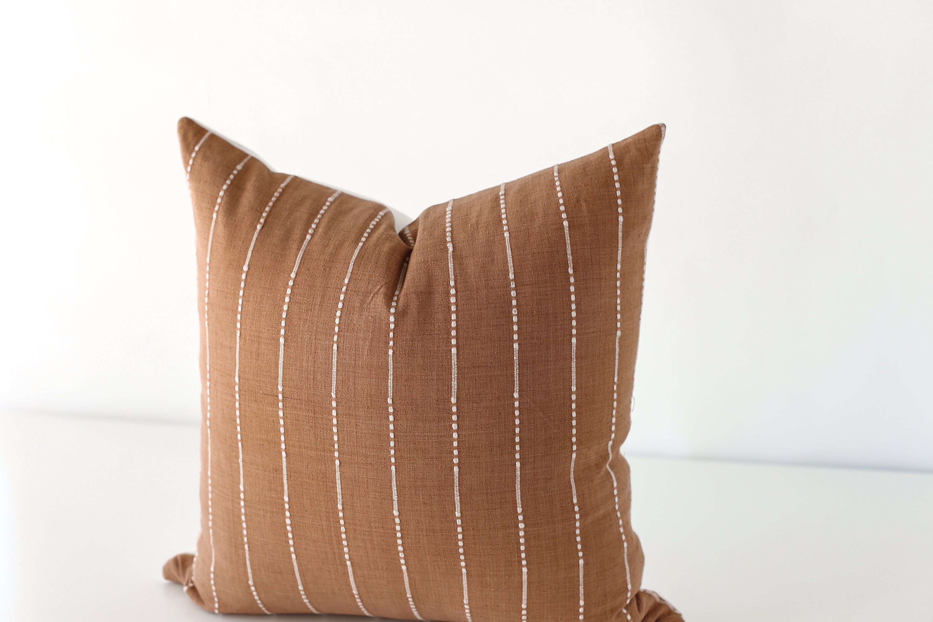 Light Brown 18 X 18 Throw Pillow Checkered Pillow Soft Throw Boho