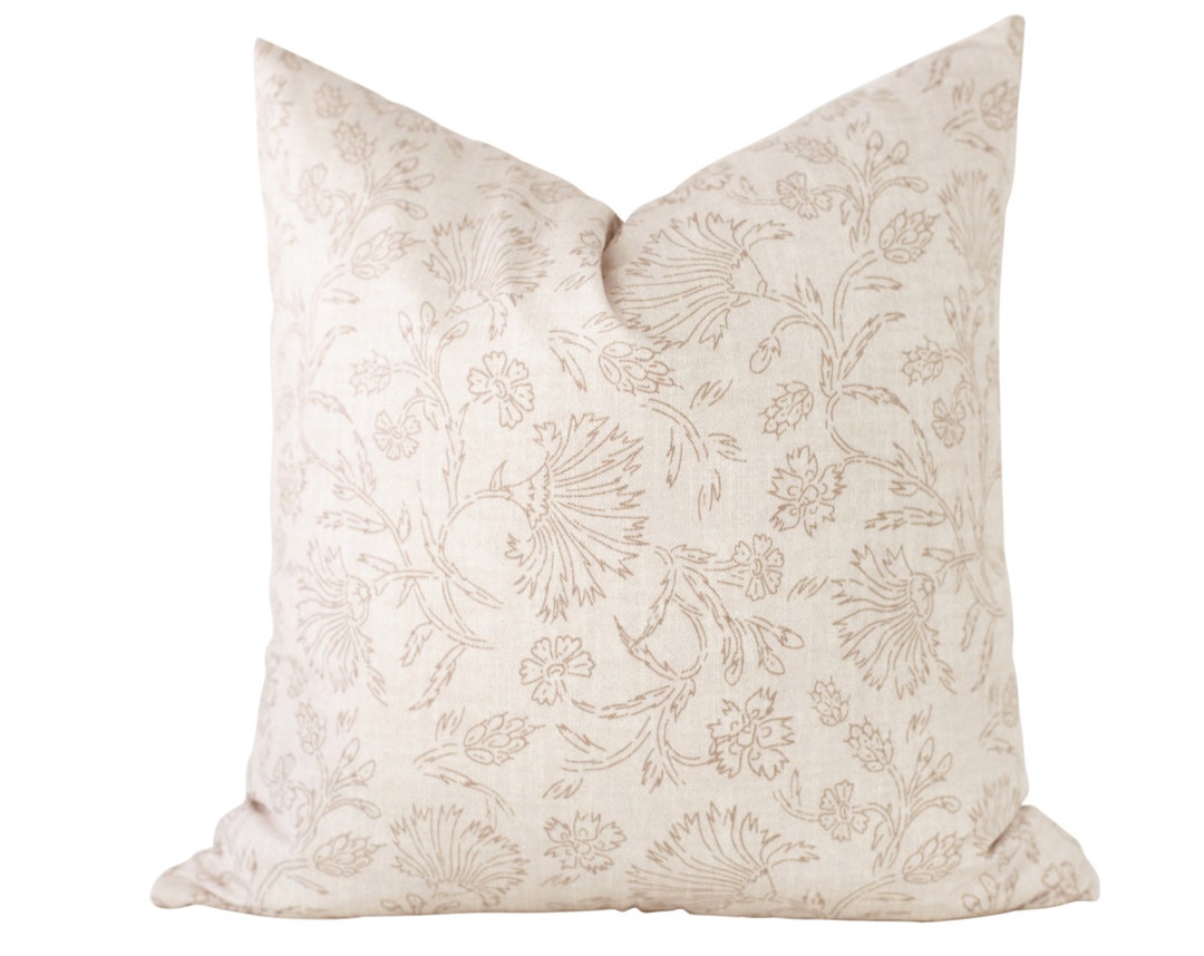 Beige Floral Pillow Cover, Fall Pillow Cover, Modern Floral Pillow