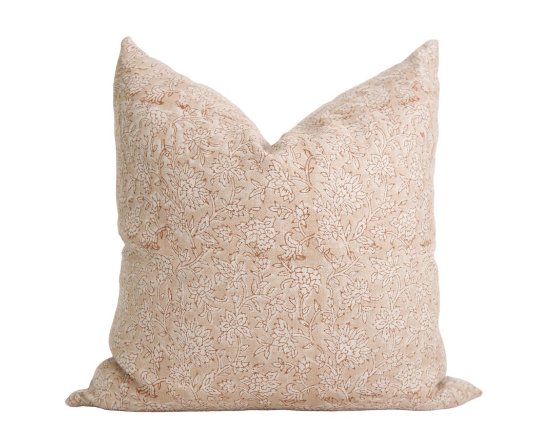 Floral Peach Throw Pillow Cover, Apricot Pillow, Clay Boho Pillow