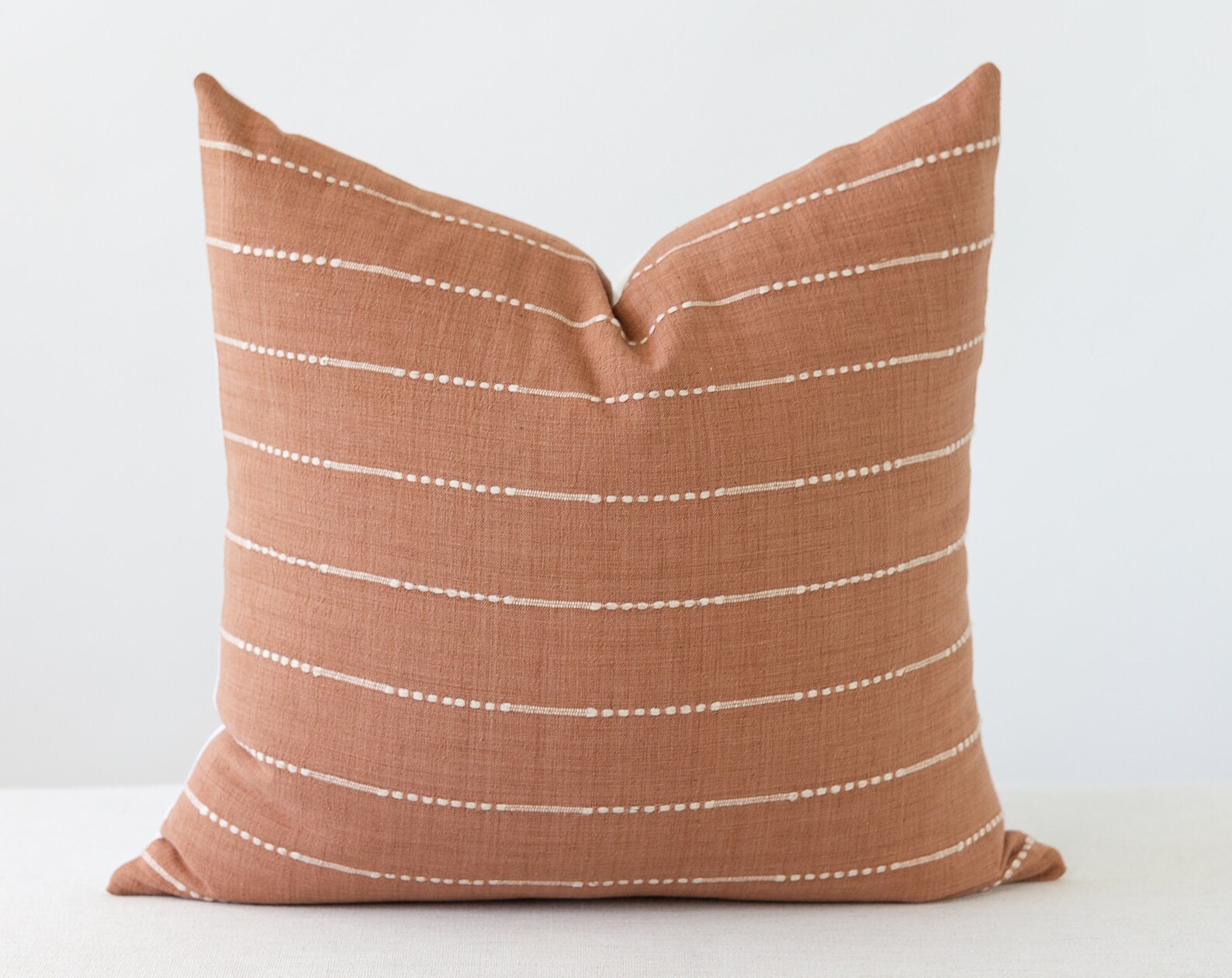 Rust and white Stripe Linen Throw Pillow Cover Brown Throw Etsy
