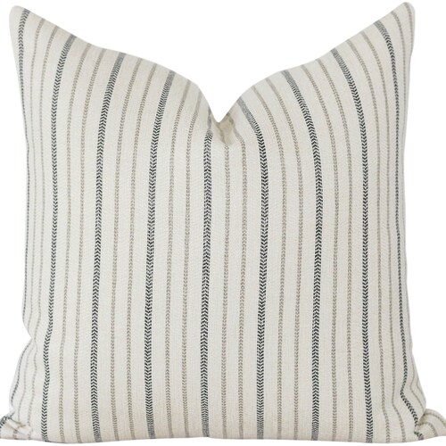 Neutral Stripe Pillow Pillows With Stripes Farmhouse Pillow Etsy