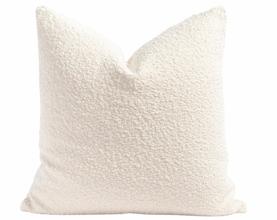 Tay Solid Beige Linen Throw Pillow for Modern Farmhouse Decor