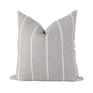 Grey and White Striped Pillow, Grey Textured Pillow, Neutral Throw Pillow, Farmhouse Pillows, Designer Pillow Cover, Pillow Covers 20x20