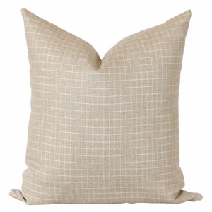 Tan Window Pane Pillow Cover Beige Plaid Pillow Cover Farmhouse