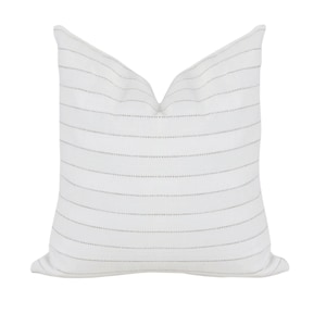 White Stripe Pillow Cover: Modern Farmhouse Grey Striped Throw Pillow