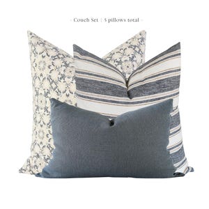 Sectional Pillows Set, Pillow Combination, Throw Pillows Set, Pillow Combo Set, Blue Throw Pillows, Floral Pillow Covers, Lumbar Pillows