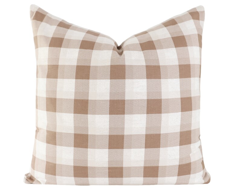 Fall Throw Pillows Neutral Brown Plaid Pillow Cover 20x20 Etsy