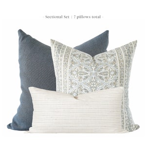 Sectional Pillows Set, Pillow Combination, Throw Pillows Set, Pillow Combo Set, Blue Throw Pillows, Floral Pillow Covers, Lumbar Pillows