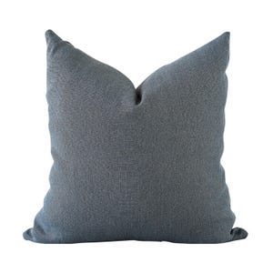 Blue Linen Pillow 20x20, Steel Blue Pillow, Coastal Linen Pillow, Blue Designer Pillow, Blue Linen Throw Pillow, Blue Rust Throw Pillow