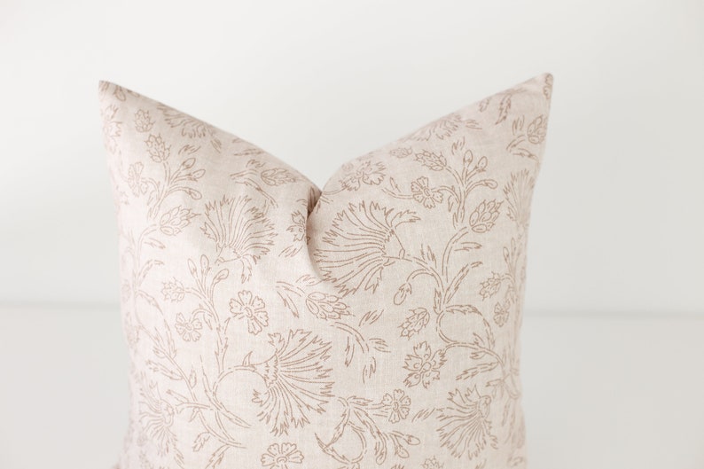 Beige Floral Pillow Cover, Fall Pillow Cover, Modern Floral Pillow Covers, Neutral Throw Pillow Cover, Luxury Pillow Covers, Line Art Pillow image 4