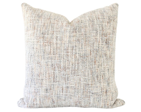Chenille Pillow Cover Textured Pillow Covers 20x20 Cream Pillow Cover Cream Woven Pillow Cream and Brown Pillow Couch Pillow Cover Etsy