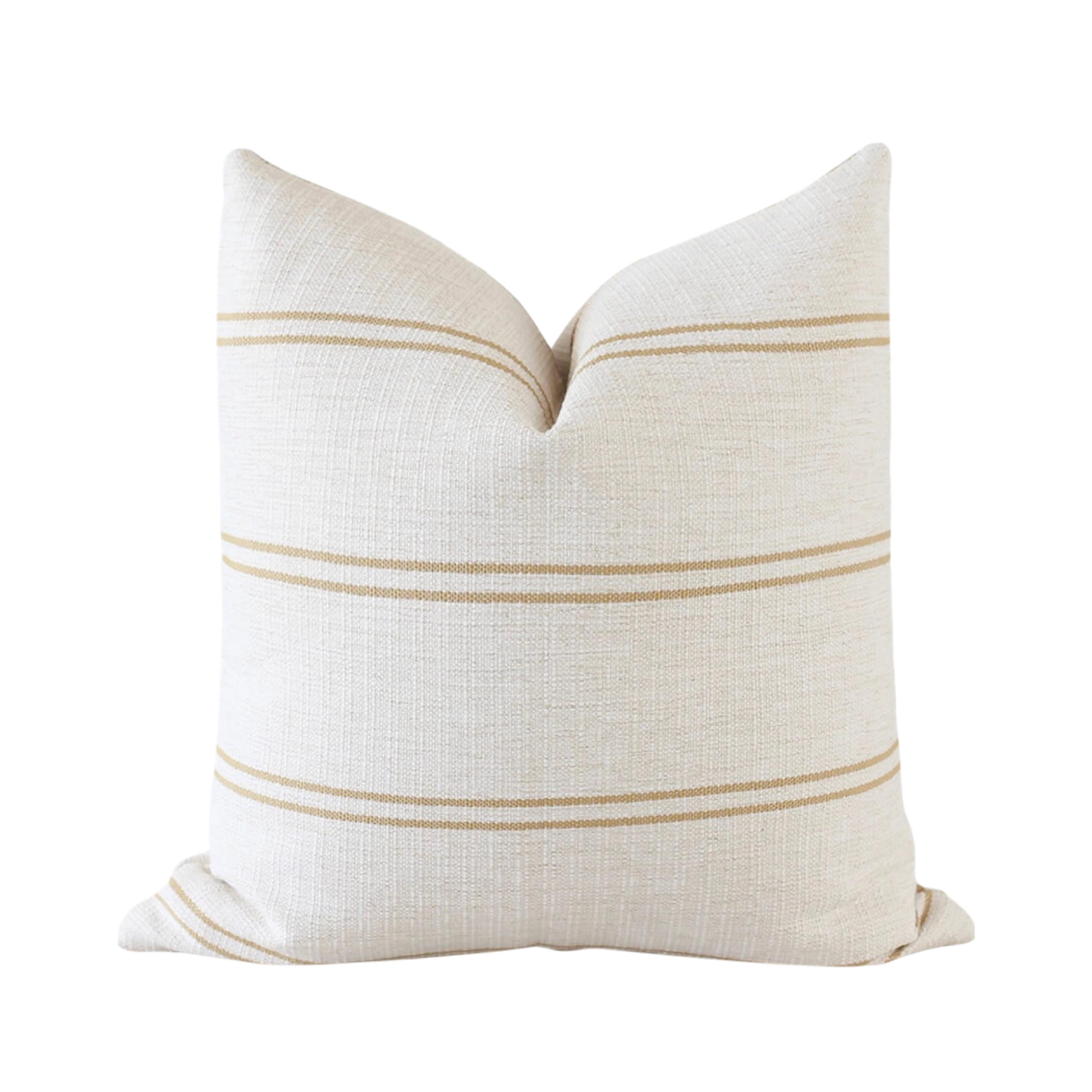 Mustard Pillow Cover, Yellow Stripe Pillow, Modern Farmhouse Pillows, Striped Throw Pillow, Lumbar Pillow, Mustard and Ivory Striped Pillow