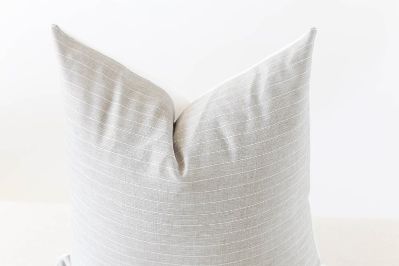 Grey Striped Pillow Cover, Gray Stripe Pillow, Neutral Pillow Covers 20x20, Designer Throw Pillows, Pillow Covers 18x18, High End Pillow image 8
