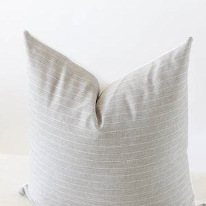 Grey Striped Pillow Cover, Gray Stripe Pillow, Neutral Pillow Covers 20x20, Designer Throw Pillows, Pillow Covers 18x18, High End Pillow image 5