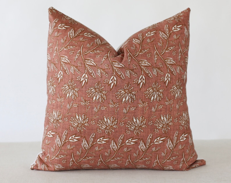 Terracotta Pillow Cover Floral Pillow Covers 20x20 Spring Etsy