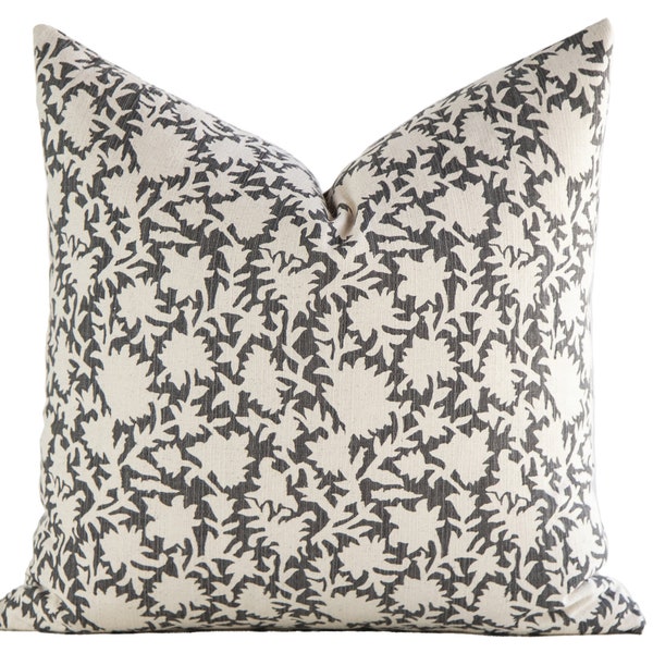 Black Floral Pillow Etsy