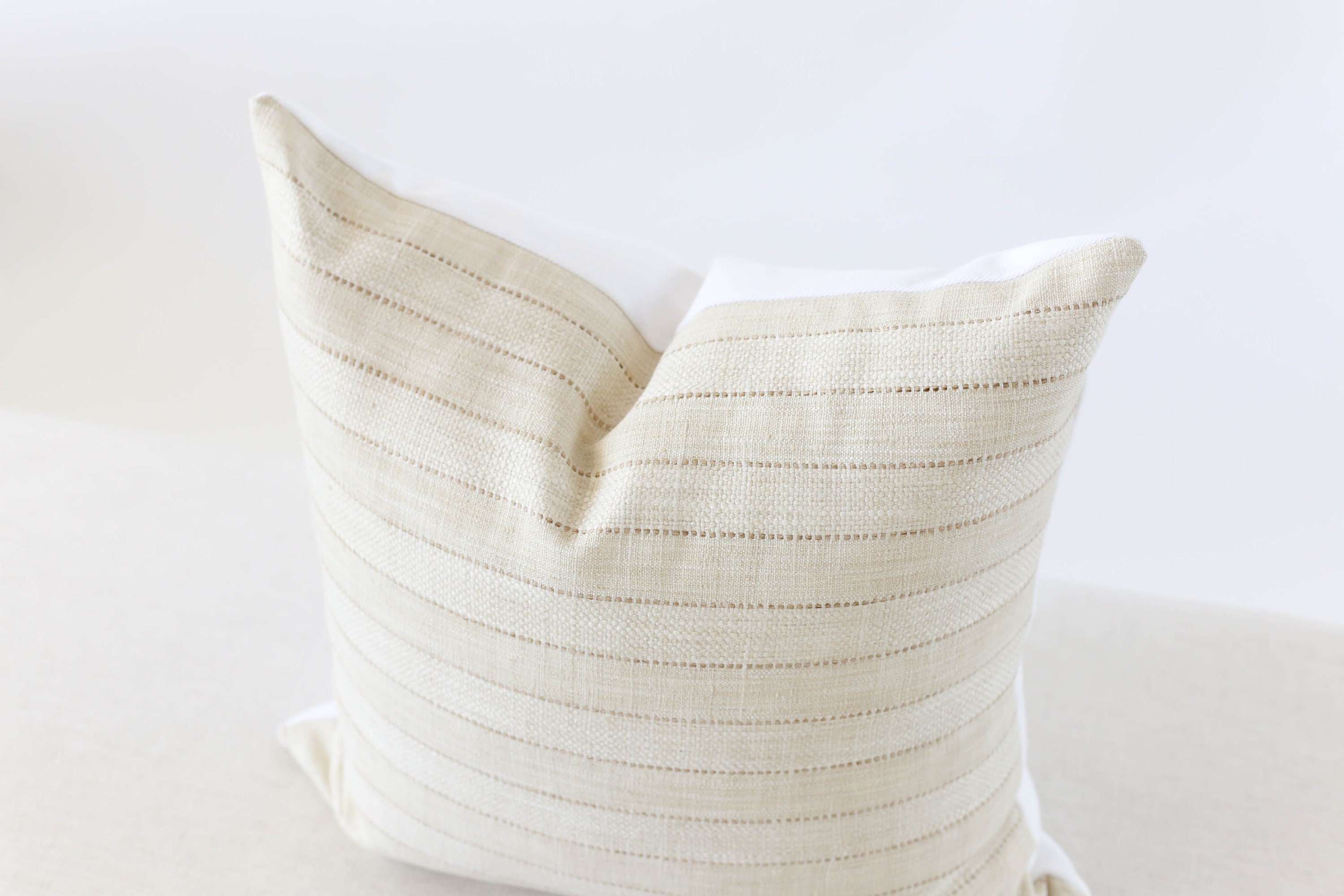 Cream Striped Pillow Covers Modern Farmhouse Pillows Woven Etsy