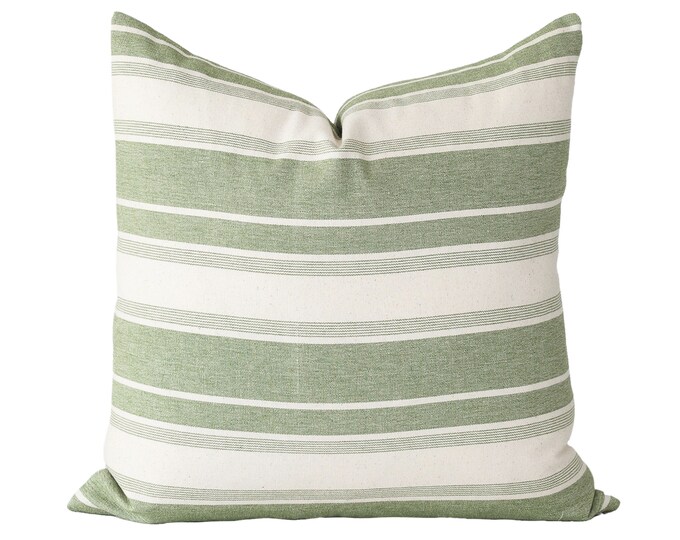 Green Stripe Pillow Cover 20x20 Throw Pillow Covers 18x18 Etsy