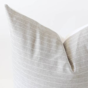 Grey Striped Pillow Cover, Gray Stripe Pillow, Neutral Pillow Covers 20x20, Designer Throw Pillows, Pillow Covers 18x18, High End Pillow image 6