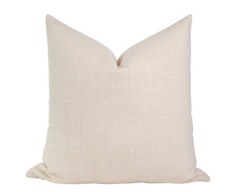 Cream Linen Pillow Cover, Modern Farmhouse Oatmeal Linen Pillows, Covers 20x20, Designer Throws, Designer Couch Pillows, Natural Home Decor