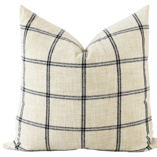 Plaid Pillow Cover Black and White Pillow Cover 20x20 Etsy
