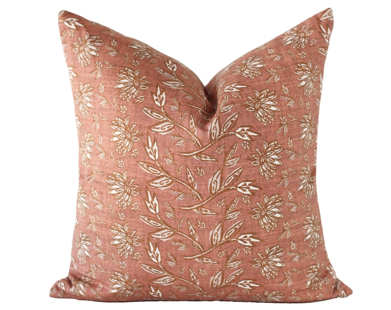 Terracotta Pillow Cover Floral Pillow Covers 20x20 Spring image 1