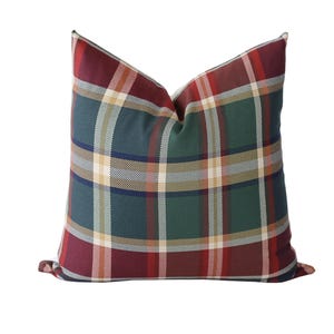 Christmas Plaid Pillow Cover: Red and Green Tartan, Handmade