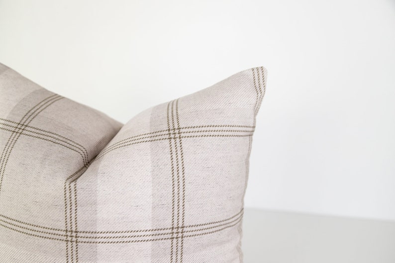 Fall Throw Pillows Neutral Brown Plaid Pillow Cover 20x20 Etsy