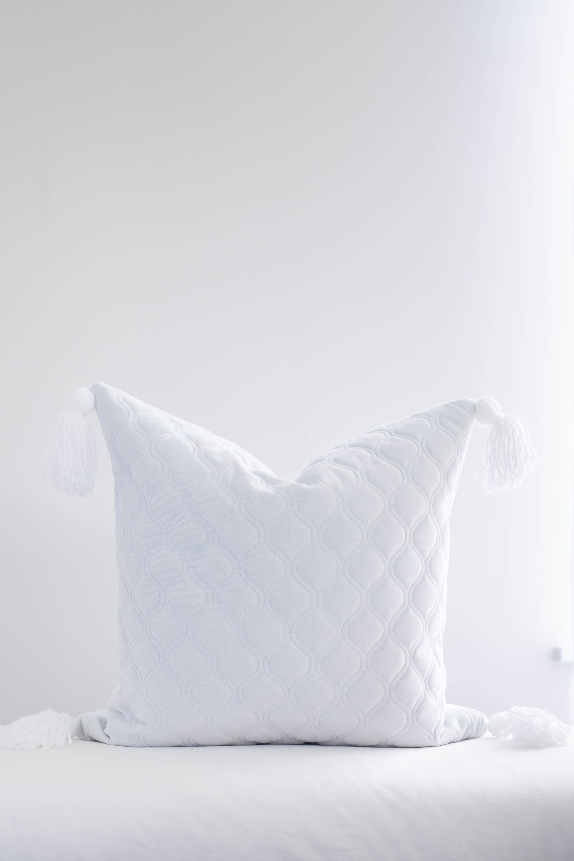 Grey Velvet Quilted Pillow with White Tassels Grey Velvet Etsy