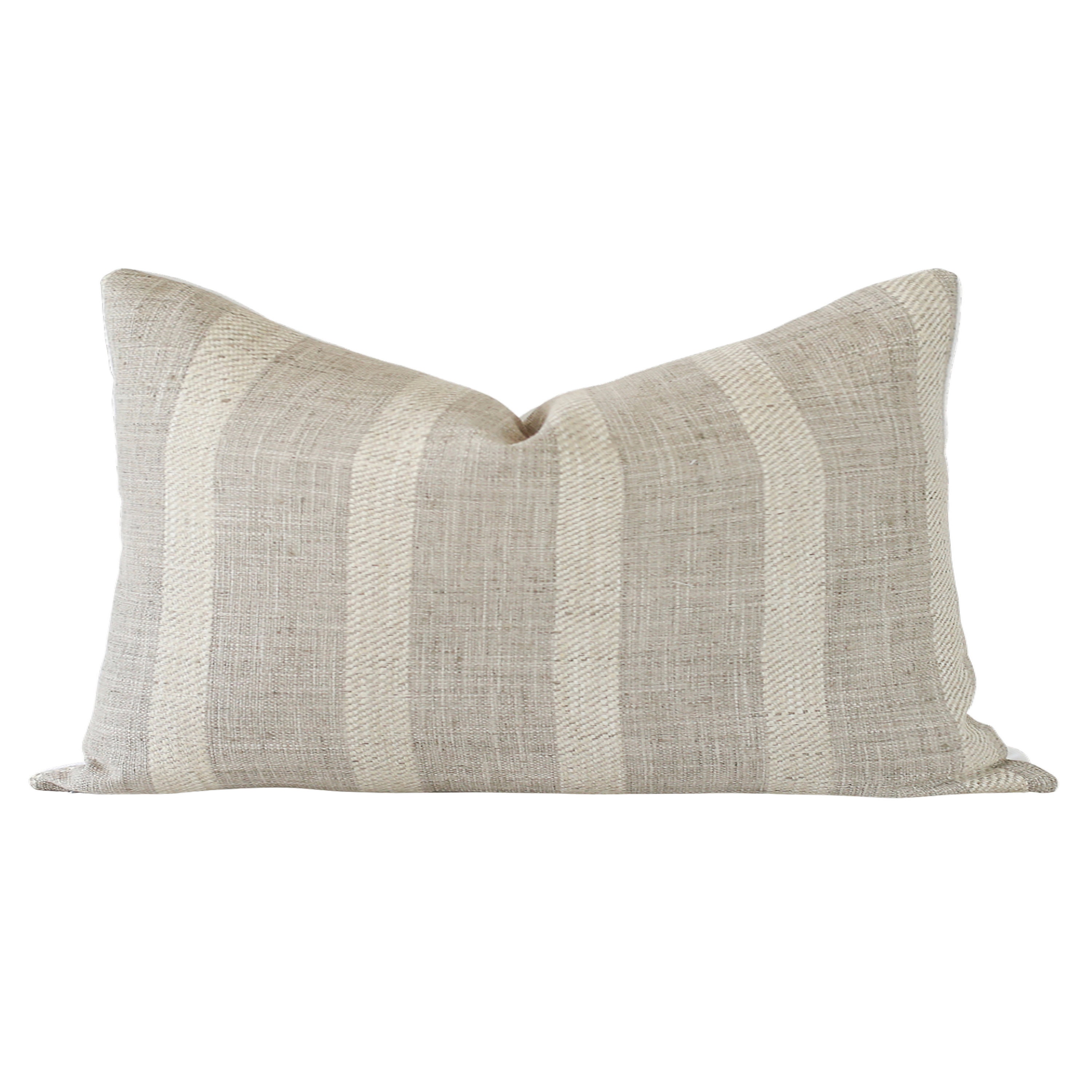 Textured Linen Striped Lumbar Throw Pillow Beige - Threshold™