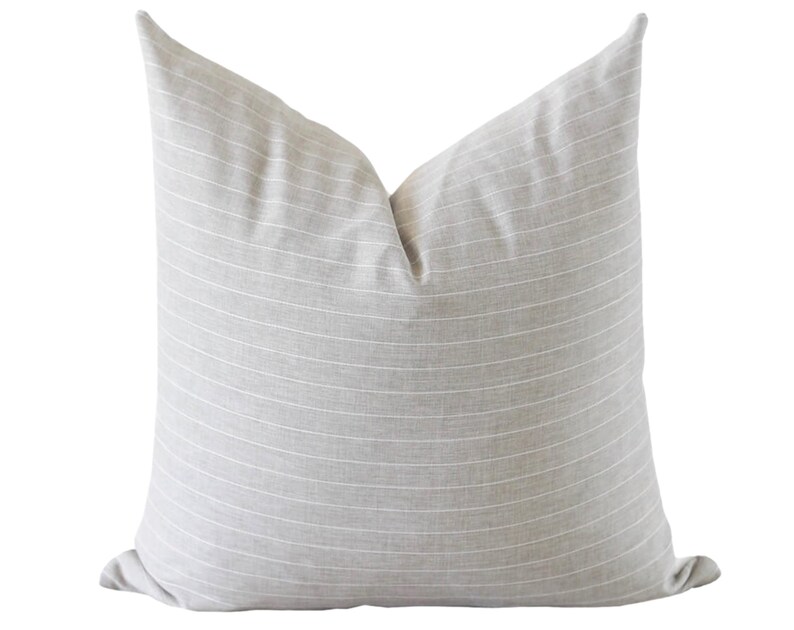 Grey Striped Pillow Cover, Gray Stripe Pillow, Neutral Pillow Covers 20x20, Designer Throw Pillows, Pillow Covers 18x18, High End Pillow image 1