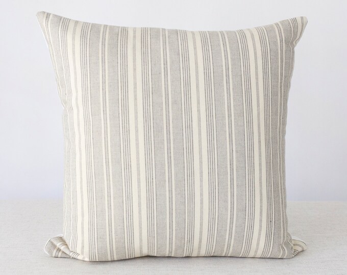 Black and Beige Stripe Pillow Stripe Pillow Black Pillow Etsy