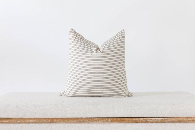 White Throw Pillow White and Grey Striped Pillow Cover Etsy