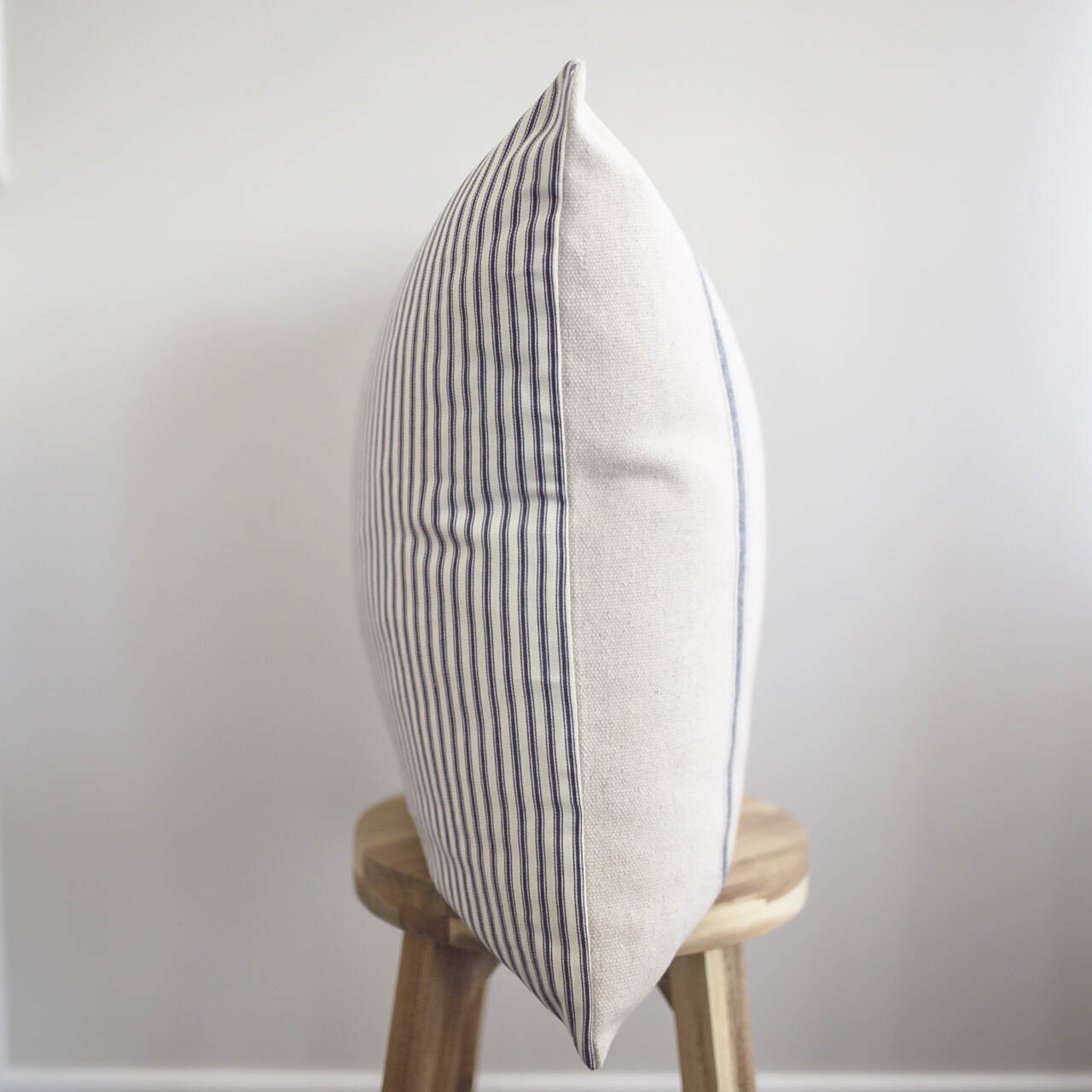 Blue Stripe Burlap Pillow Cover with ticking stripe Burlap Etsy