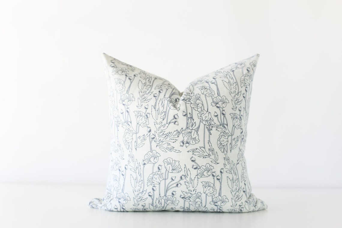 Spring Pillows Covers 20x20 Blue Floral Pillow Covers Blue Etsy