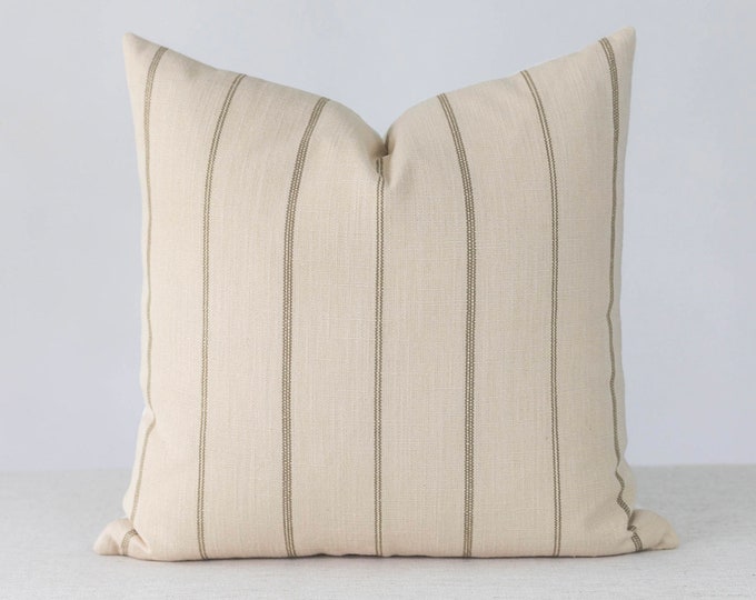Cream and Brown Stripe Pillow Cream Stripe Pillow Cover Etsy