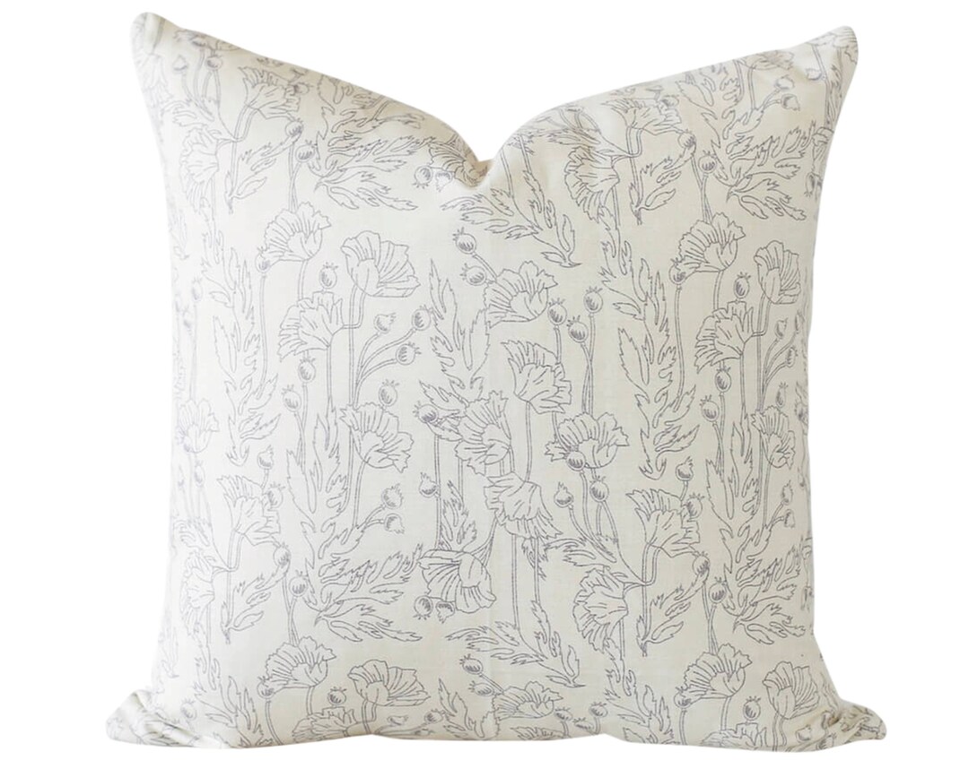 Spring Pillows Covers 20x20, Grey Floral Pillow Covers, Grey and Cream Pillow Covers, Modern