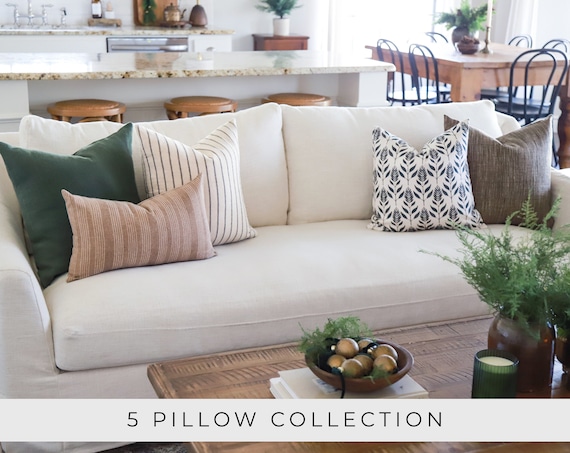 Pillow Combination 16 3 Pillow Covers Sofa Pillow Combo Farmhouse Pillows  Throw Pillows Pillow Covers Green Pillows Decorative Pillow White 