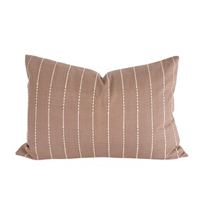 Striped Lumbar Pillows, Brown and Cream Striped Pillow, Brown Pillow, Boho Pillow Cover, Textured Pillow, Linen Pillow Cover