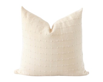 Cream Textured Stripe Pillow Cover: Modern Farmhouse Decor