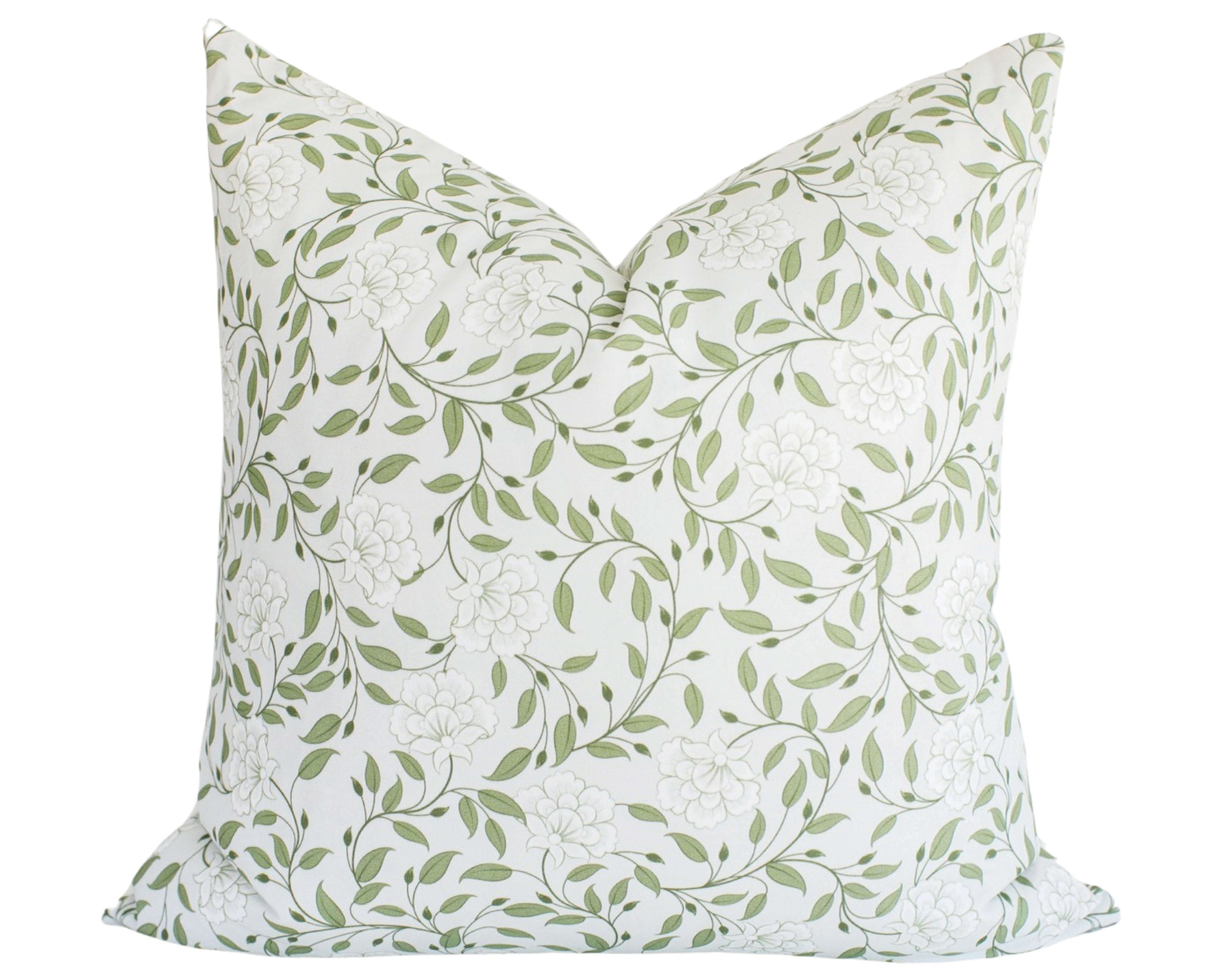Green Floral Pillow Cover, Spring Pillow, Modern Floral Pillow Cover, Neutral Throw Pillow Cover, Green Pillow Cover, 20x20 Pillow Cover