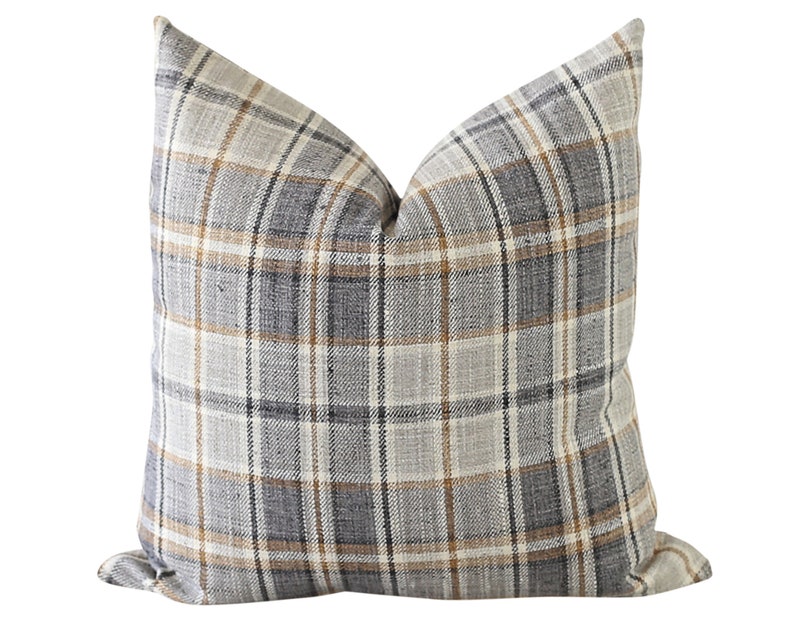 Caramel Pillow, Orange Plaid Pillow Cover, Fall Pillows, Modern Farmhouse Throw Pillows, Plaid Pillow, Fall Throw Pillows image 1